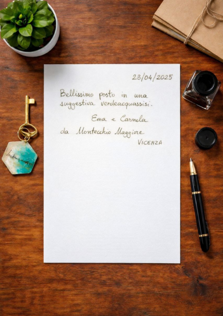 2025.06.23 Recensione scritta a mano nel libro degli ospiti di Verdeacquassisi, casa vacanze ad Assisi in Umbria – 23 giugno 2025