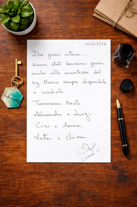 2026.03.02 Recensione scritta a mano nel libro degli ospiti di Verdeacquassisi, casa vacanze ad Assisi in Umbria – 2 marzo 2026