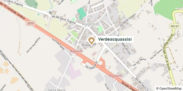 Mappa di Rivotorto di Assisi con la posizione della casa vacanze Verdeacquassisi in Via Fontanella 7